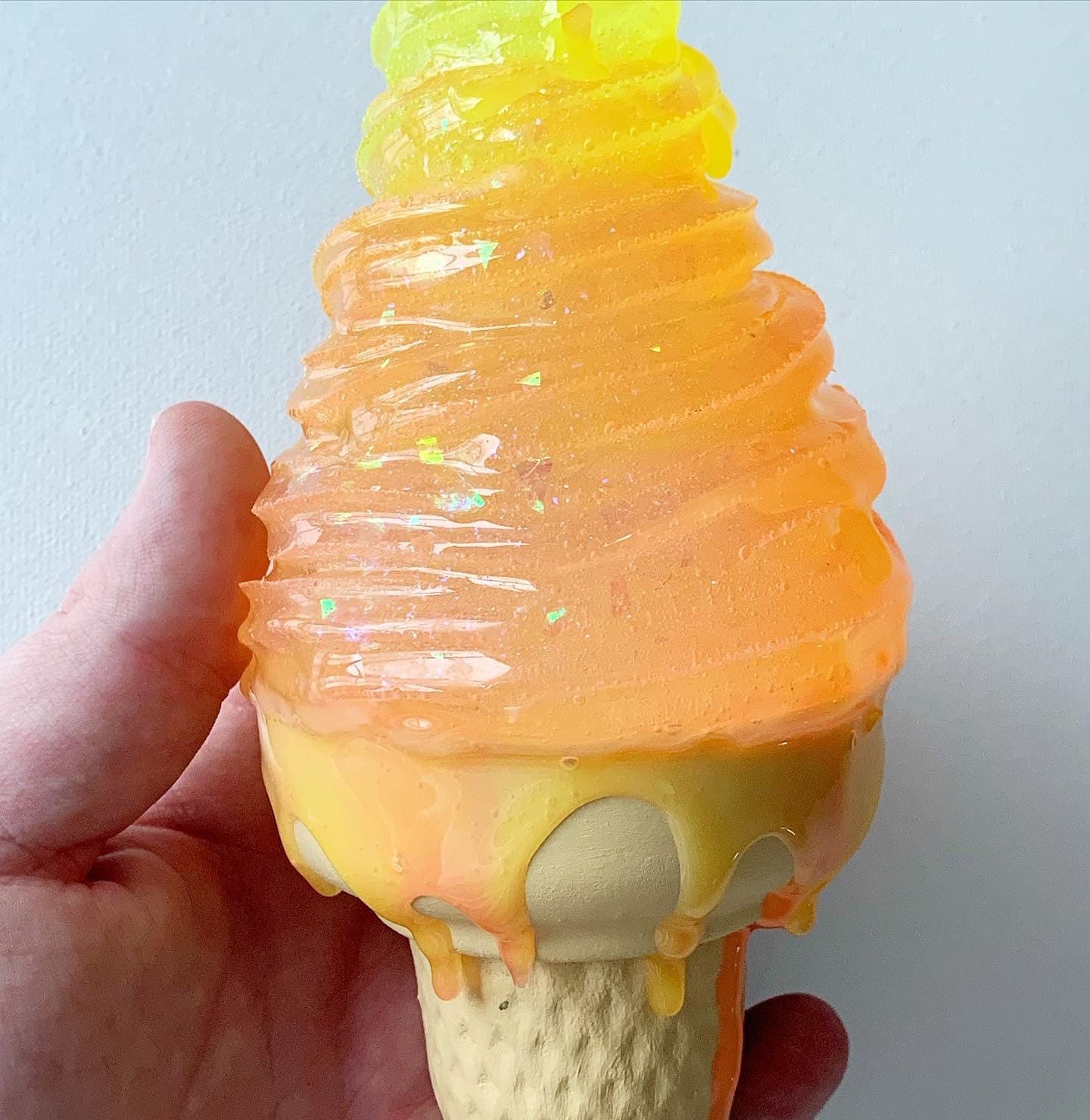 Ombré Melting Ice Cream Resin Sculpture