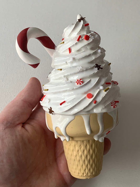 Christmassy Melting Ice Cream Resin Sculpture